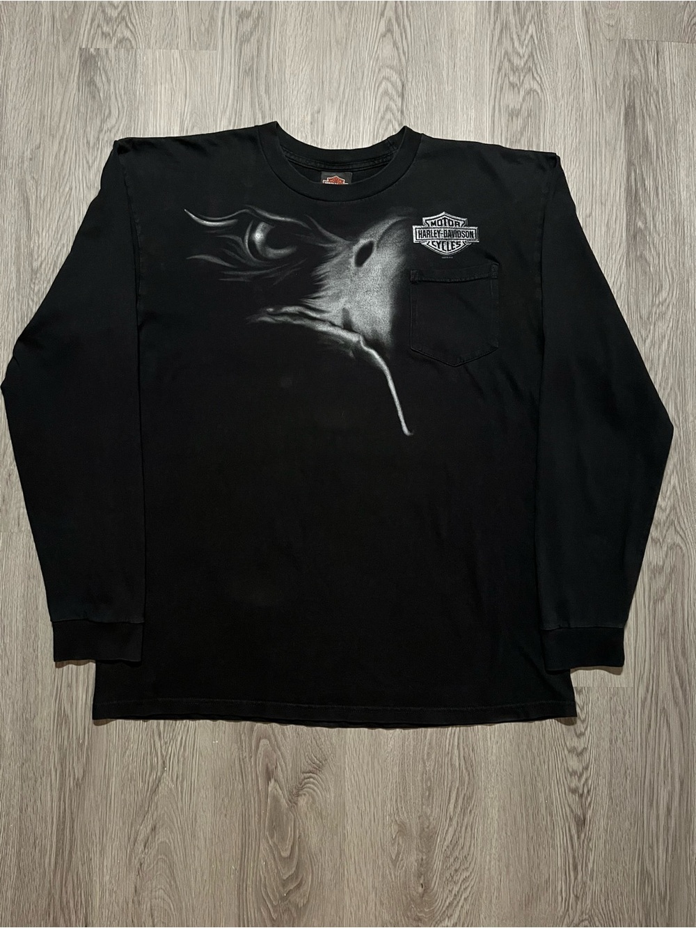 Harley Davidson Eagle graphic pocket long sleeve T-shirt, double sided men’s XL